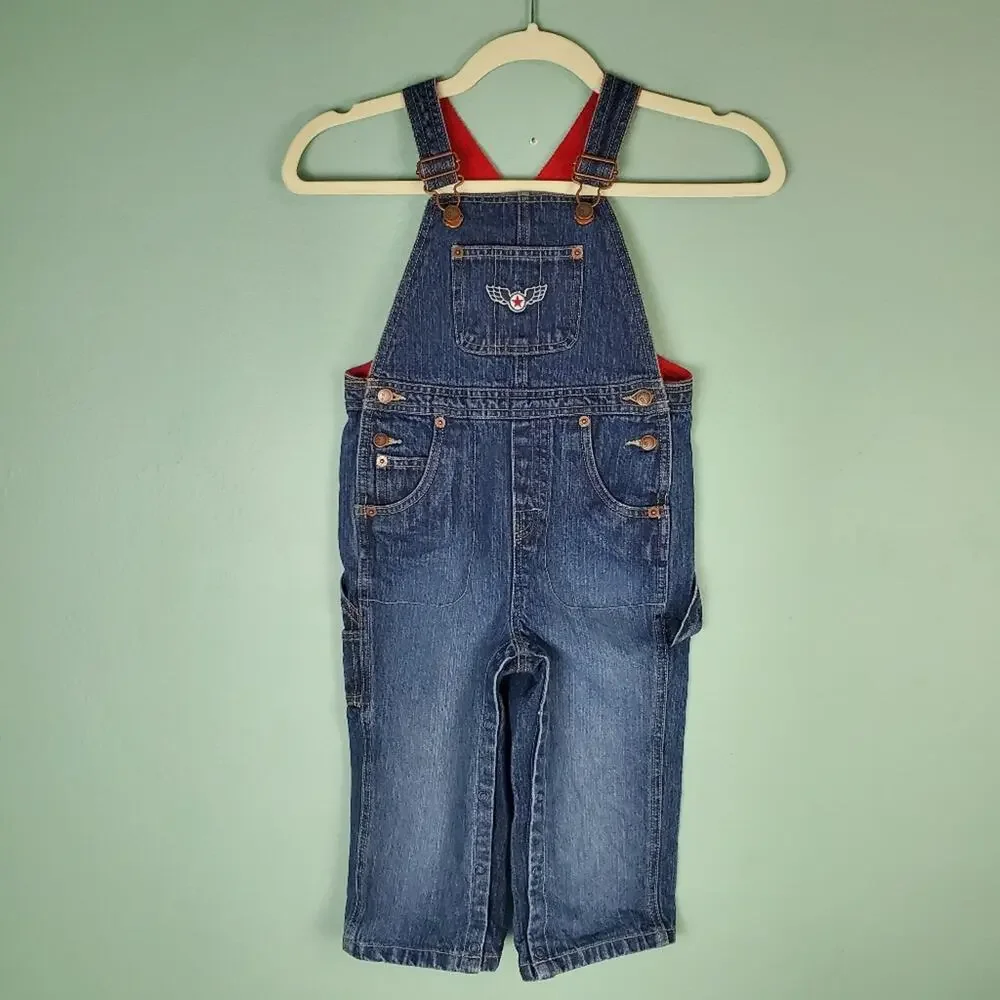 Gymboree Red Baron Denim Overalls Size 2T